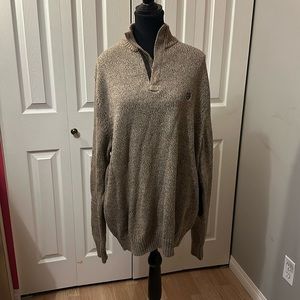 NWT, Chaps Men’s sweater, tan, XL large, faux suede, elbow patches